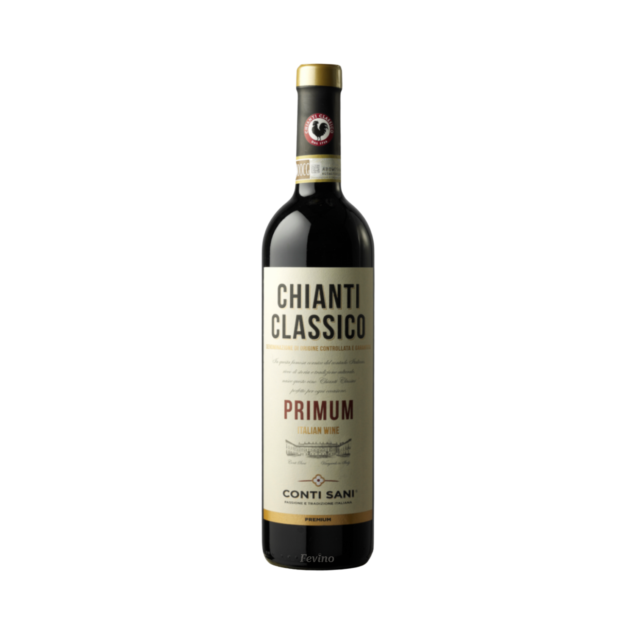 Italiaanse rode wijn van Conti Sani, Primum Chianti Classico, van het jaartal 2020, voor Fevino
