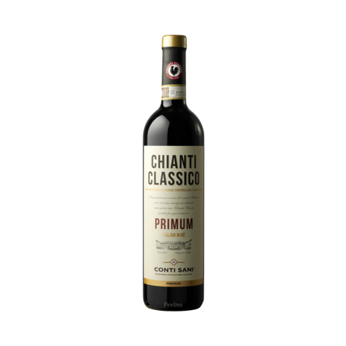 Italiaanse rode wijn van Conti Sani, Primum Chianti Classico, van het jaartal 2020, voor Fevino