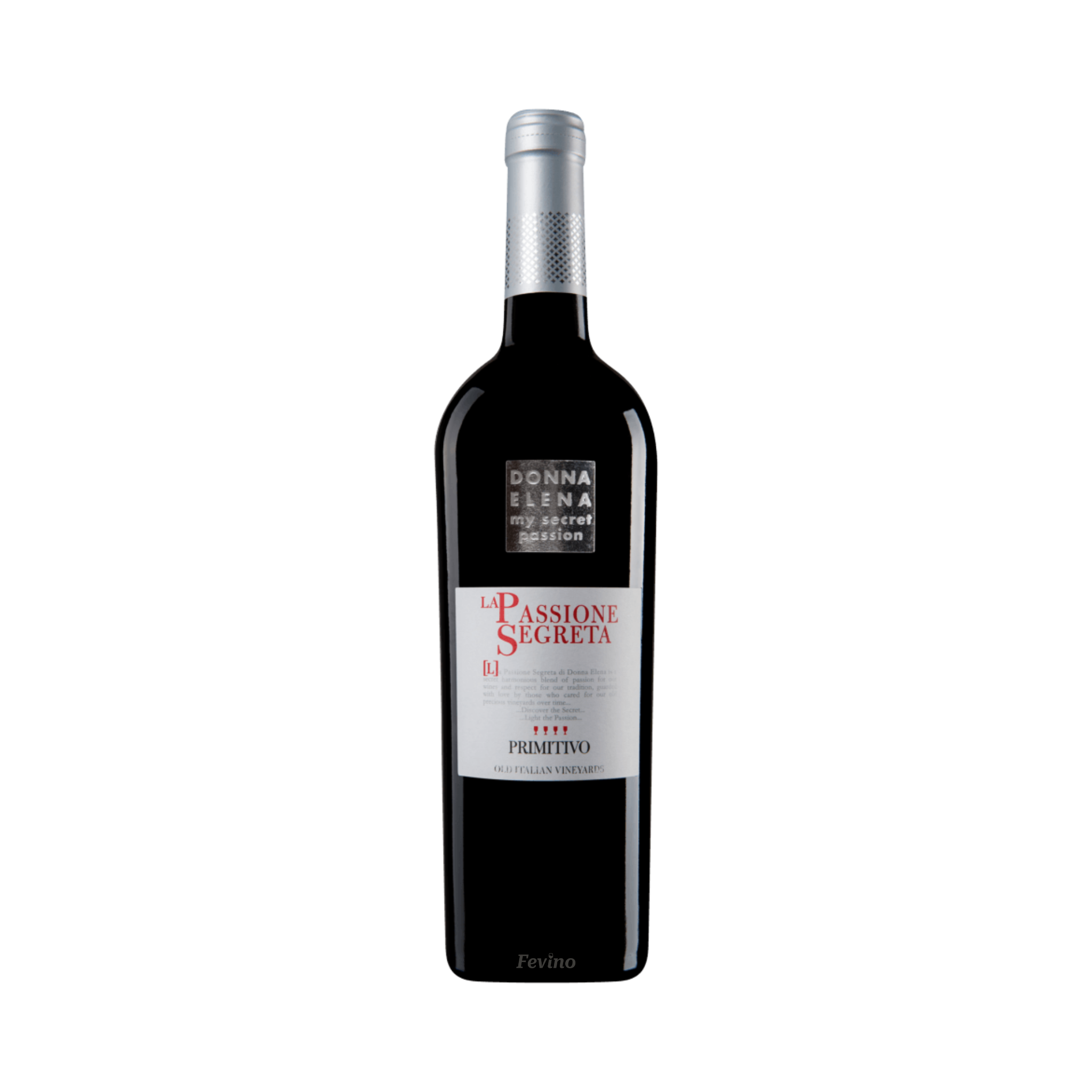 Italiaanse rode wijn van Donna Elena, La Passione Segreta Primitivo, van het jaartal 2024, voor Fevino