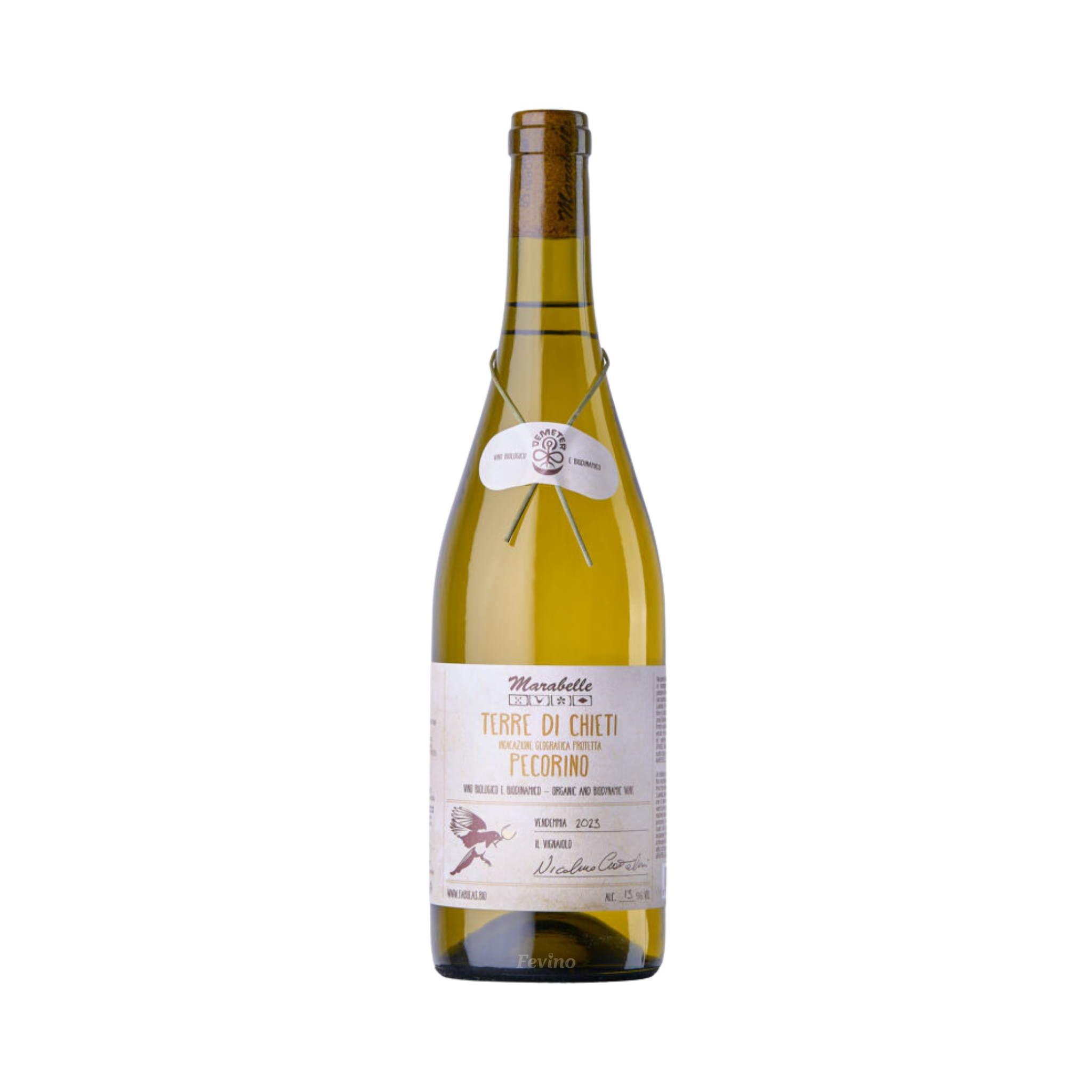 Italiaanse witte wijn van Fabulas Terre di Chieti, Marabelle Pecorino Bio, van het jaartal 2023, voor Fevino