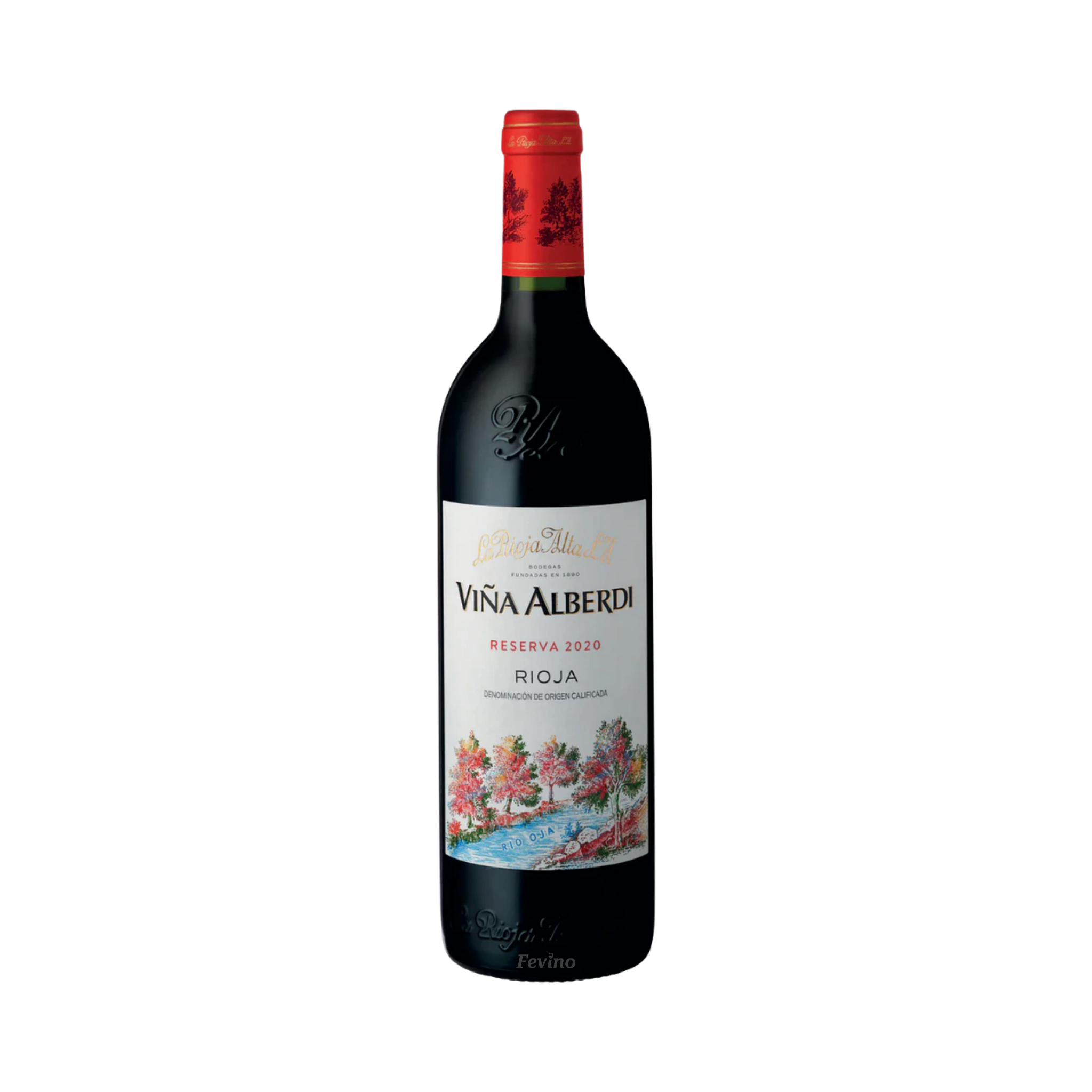 Spaanse rode wijn van La Rioja Alta, Vina Alberdi Reserva, van het jaartal 2020, voor Fevino
