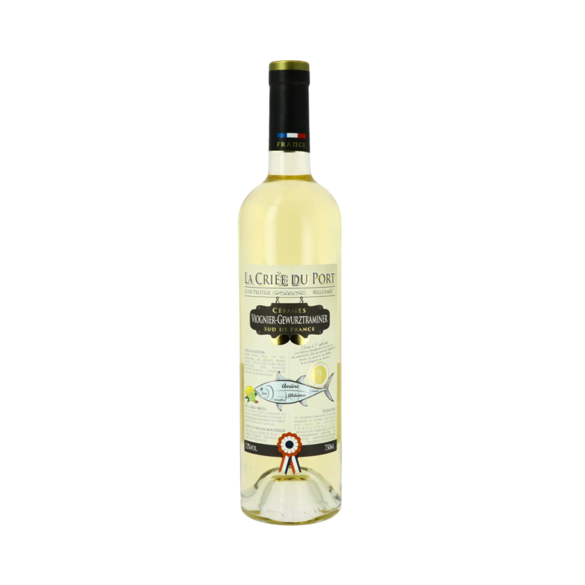 Franse witte wijn van Vignobles Vellas, La Criee de Port, van het jaartal 2024, voor Fevino