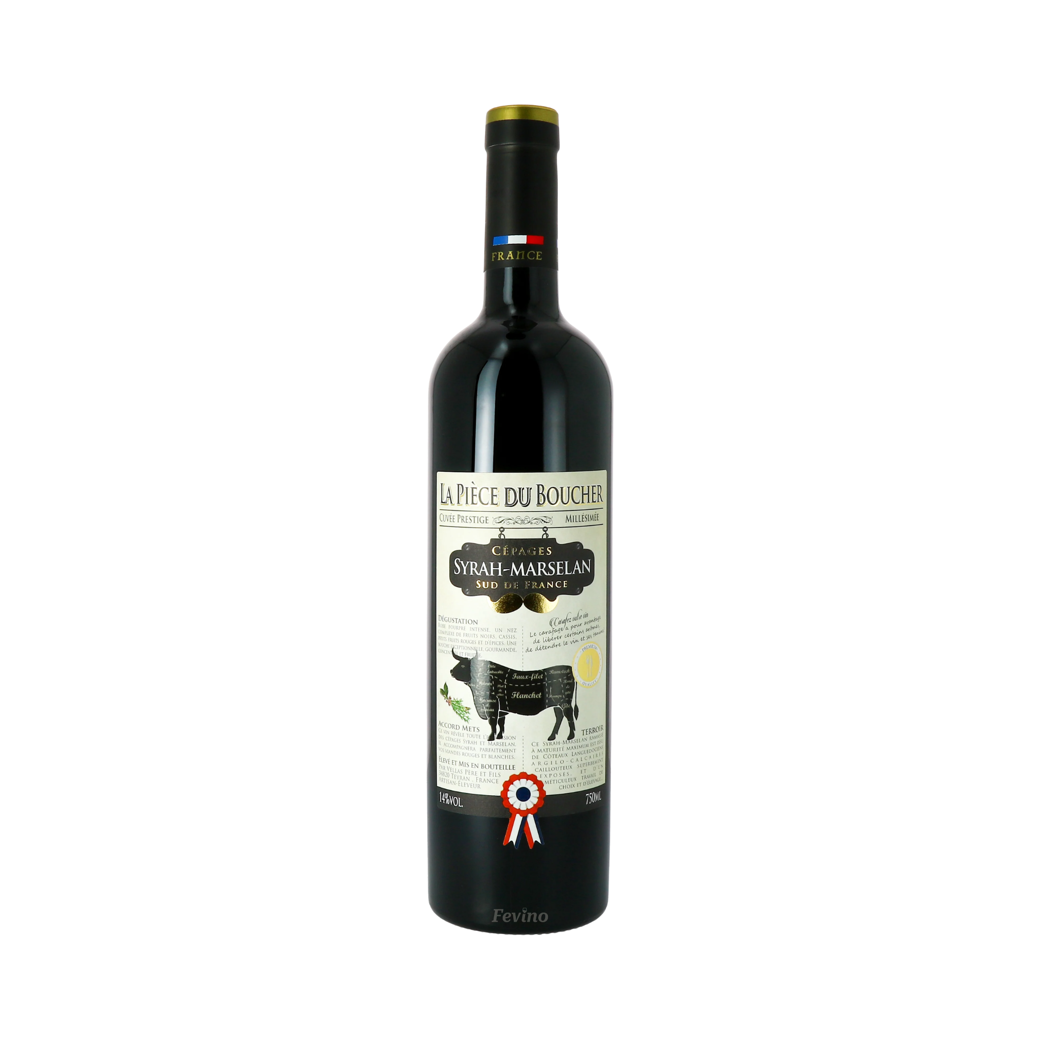 Franse rode wijn van Vignobles Vellas, La Piece de Boucher, van het jaartal 2024, voor Fevino